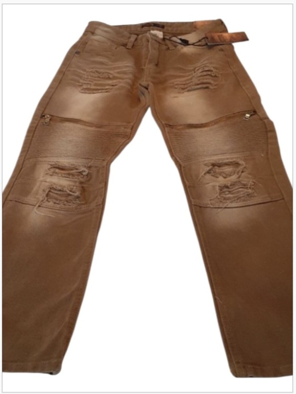 NWT Denim & Rivets Boys Size 14 Copper Distressed Moto Skater Streetwear Jeans